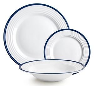Set di stoviglie bianche Provence da 12 pezzi con bordo blu (Ibili 693500) - Product Image 1