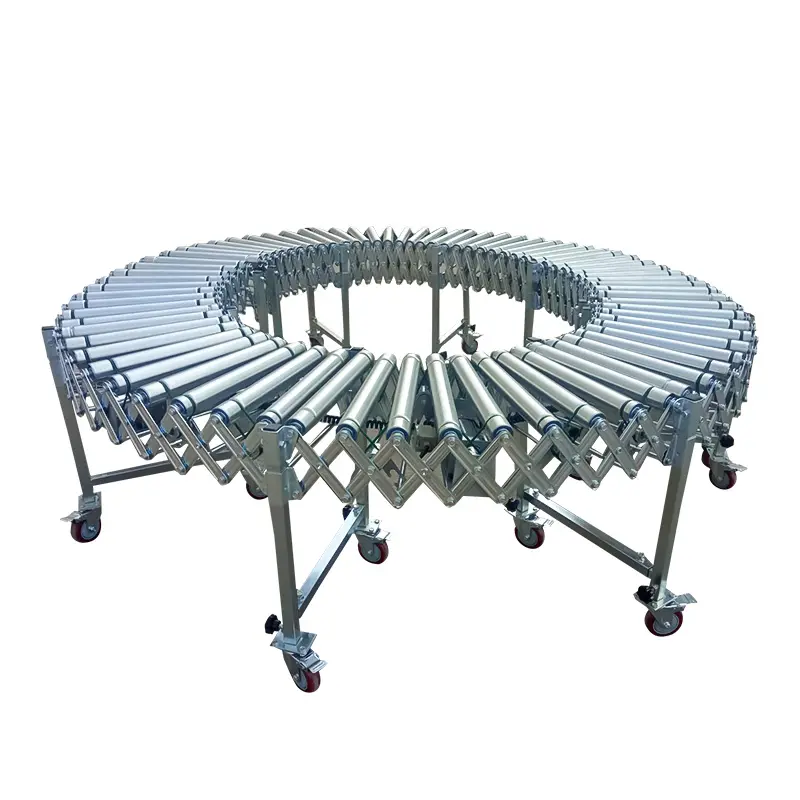 Flat unpowered expandable 90/180 degree turning manual gravity roller conveyors