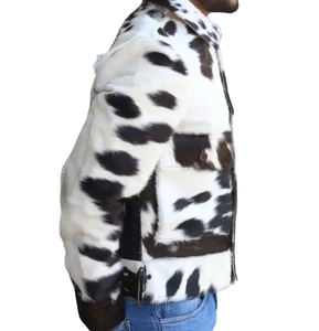 Chaqueta de piel de vaca hecha a mano de primera calidad transpirable piel de vaca pelo Natural estampado de vaca chaqueta de invierno personalizada - Product Image 2