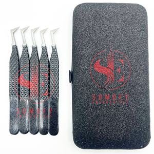 Pince à épiler à pointe en fibre d'extension de cils en acier inoxydable avec logo personnalisé Applicateur de beauté de marque privée - Product Image 1