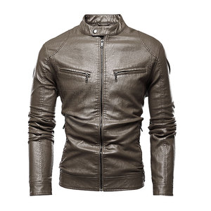 Chaqueta de piel de vaca auténtica para hombre, informal, de talla grande, con cuello levantado, tela de lona ecológica, diseño de moda de invierno, Pakistán bajo - Product Image 1
