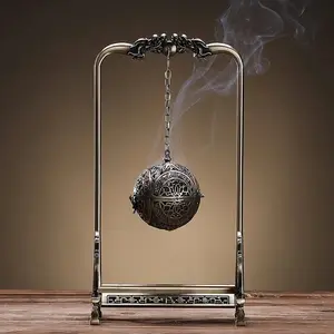 Hanging Brass Metal Christian Incense Burner with Stand Dragon Ball Container And Solid Brass antique Incense Burner for Home