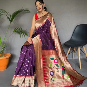 PURA PAITHANI SEDA SAREE CON PAITHANI RICO TEJIDO PALLU - Product Image 1