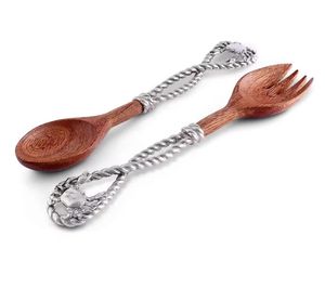 Juego de cucharas negras de dos tonos, utensilios para servir, utensilios de madera, juego de utensilios de cocina de madera Premium de ratán, cuchara hecha a mano - Product Image 6