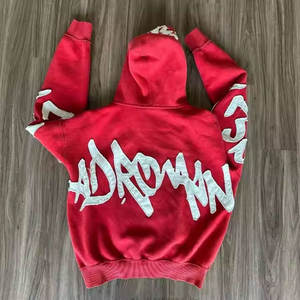 Nouveauté prix de gros 500 GSM Vintage Baggy patchs en détresse Streetwear Boxy lavage à l'acide hommes recadrée fermeture éclair à capuche - Product Image 6