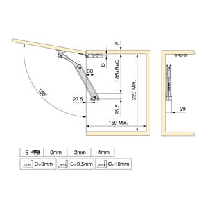 Emuca Altius One Lift-Up porta bussola 576-959 gamma acciaio titanio cerniere mobili origine spagna - Product Image 3