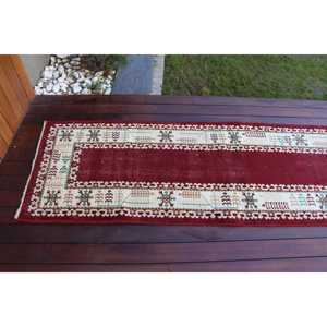 Alfombra Vintage de 2.4x7.2 pies, Alfombra Turca, Alfombra Marroquí de Lana Roja y Blanca - Product Image 5