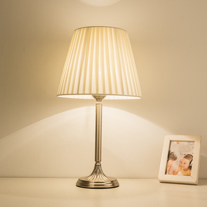 Modern LED Table <strong>Lamp</strong> for Bedroom &amp; <strong>Study</strong> Room New Home &amp; Hotel Iron Art Fabric Round Bedside Table Electric Power Supply