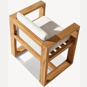 Chaise individuelle en teck de haute qualité, équipée de mousse souple, pour usage extérieur et résistante aux intempéries, en promotion. - Product Image 6