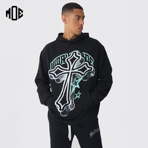 Venta al por mayor logotipo personalizado de gran tamaño pulóver sudaderas con capucha para hombres transpirable pesado Terry Lined sudadera bordado gráfico de invierno - Product Image 1