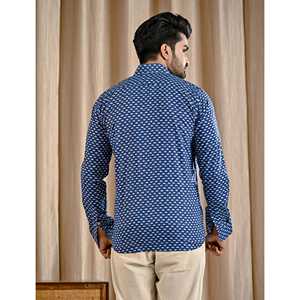 Chemise décontractée bleue 100% coton imprimée à manches longues, tissu popeline respirant, motif floral et à pois, taille 6XL, offre ODM - Product Image 6