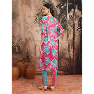 ชุดคุร์ตาแขนสามส่วนพิมพ์ลายสีชมพูสำหรับผู้หญิงสำหรับฤดูใบไม้ผลิ/ฤดูร้อน - Product Image 4