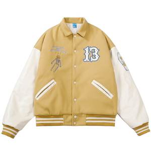 Chaqueta de béisbol bordada con Logo personalizado para hombre, chaqueta de béisbol con mangas de cuero, poliéster/carcasa de nailon para invierno - Product Image 6