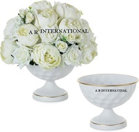 Ensemble de 2 vases compotiers professionnels de luxe en métal doré, design international à motifs séparés, impression UV, pour la maison, l'hôtel, les mariages et les fêtes