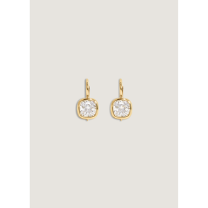 Boucles d'oreilles Harper en or jaune 2 carats avec diamants taille coussin, design pendantes - Product Image 1