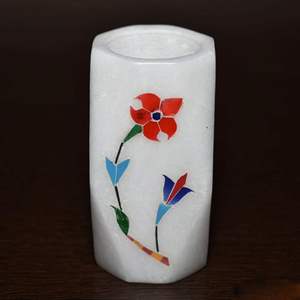 Support de stylo magnétique éclairé en marbre blanc avec un design moderne et luxueux pour la maison, le bureau et l'école, cadeau de Diwali personnalisable - Product Image 2