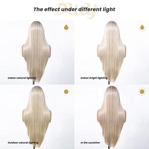 Joyce- DWY 136 Perruque Synthétique Sans Colle Longue Lisse Dorée Dégradée Lace Front à Raie Libre Dentelle Transparente Uniquement pour les États-Unis - Product Image 5