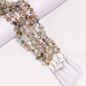 Natural Multi Rutilo Cuarzo Forma de corazón Piedra preciosa Lisa 8 pulgadas de longitud Multi Rutilo Cuarzo Cuentas, Cuentas de piedras preciosas - Product Image 3