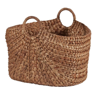 ตะกร้าซักผ้าผักตบชวาทนทานพร้อมที่จับตะกร้าผักตบชวาทำด้วยมือสำหรับตกแต่งบ้าน - Product Image 3