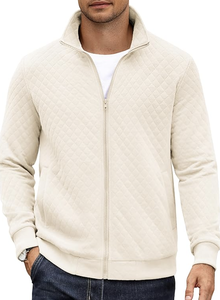 CUSTOM LOGO BANGLADESH FACTORY DIRECT WHOLESALE MENS ZIP UP SWEATSHIRT MOCK NECK QUILTED JACKET WINTER LIGHTWEIGHT <b>SWEATER</b> - Product Image 4