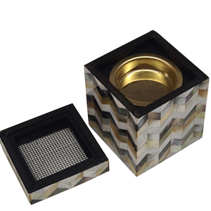 Lujoso diseño antiguo Zig Zag madre de perla quemador de incienso Mubkhar incensario de pie para enchufe de anís estrellado aromático para Ramadán - Product Image 3