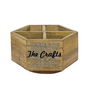 Porte-couverts en bois à quatre compartiments Support en forme d'hexagone de la meilleure qualité pour l'utilisation d'hôtel et de restaurant - Product Image 1