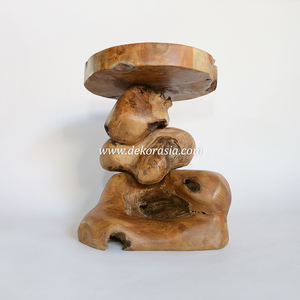 Tabouret empilable en racine de teck naturel, tabouret décoratif en bois massif pour meubles de salon et de maison - Product Image 5