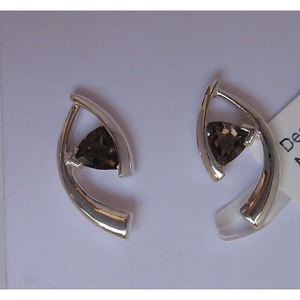 Shah Gems 925 Sterling Silver Smoky Quartz <b>Stud</b> <b>Earrings</b> for Women Trendy Drop Design for Engagement Wedding Party - Product Image 2