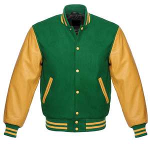 Veste en cuir véritable noir à manches en laine rouge de style universitaire pour hommes, vente en gros, modèle Napoléon - Product Image 2