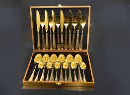 Handicraft Brass Gold <b>Flatware</b> <b>Set</b> With Portable Box Amazing Design Customized Size and Colors High Quality Made of Pure Metal - Product Image 5