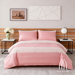 Set Copripiumino a Righe con Cerniera 100% Poliestere, Morbido e Traspirante per un Sonno Confortevole e Uso Domestico - Product Image 4