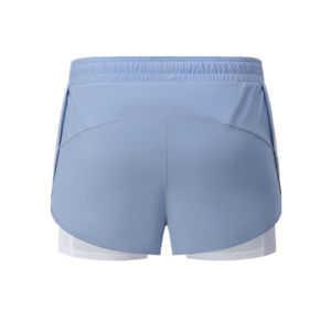 Shorts Deportivos de Mujer de Doble Capa Azul Cielo con Interior de Malla, Secado Rápido, Cintura Elástica Alta, para Entrenamiento Deportivo - Product Image 2