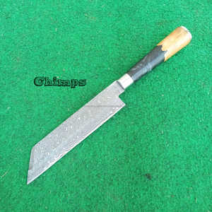 Couteaux de cuisine Damas, manche en résine et bois d'olivier, acier inoxydable, couteau de chef Nakiri professionnel de haute qualité, écologique, personnalisé - Product Image 3