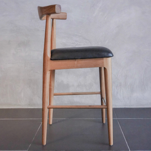 Silla de madera maciza con asiento tapizado precio asequible para comedor espacio bar mostrador - Product Image 3