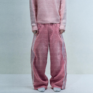 Personnalisé Hip Hop Coton Rayures Lavage à l'Acide Baggy Surdimensionné Poids Lourd Droit Jambe Large Évasé Jeans Pantalon Denim Pour Hommes - Product Image 4