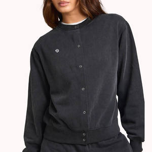 Ensemble de survêtement en polaire pour femmes, coupe décontractée, sweat-shirt à col rond avec boutons-pression et pantalon à jambe droite, vente en gros - Product Image 3