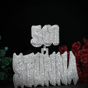 Pendentif personnalisé de style hip-hop, logo glacé, pendentif avec nom, diamant moissanite, argent sterling 925, design tendance pour collier homme - Product Image 4