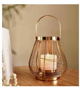 Elegante jaula de Metal linterna latón colgante portavelas luz decorativa para jardín al aire libre decoración de boda interior - Product Image 1