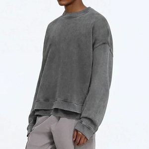 Ropa de calle personalizada Vintage ácido lavado 100% algodón francés Terry hombres pulóver sudaderas cuello redondo algodón mezclado alta calidad - Product Image 4