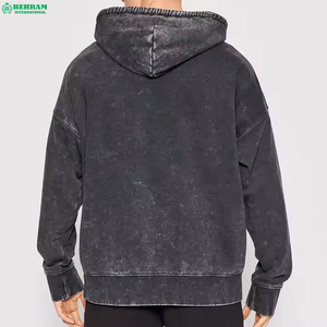 Sweat à capuche en molleton délavé à l'acide personnalisé de haute qualité pour homme, 430 GSM, épais, épaules tombantes, 100 % coton, hiver - Product Image 3