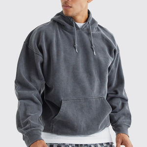 2024 nueva llegada hombres lavado ácido alta calidad 100% algodón ropa de primavera estampado de pantalla sudaderas con capucha en blanco personalizado lavado ácido Sudadera con capucha - Product Image 2