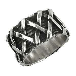 "Geometric Men's 925 Sterling <b>Silver</b> Rhodium-Plated <b>Statement</b> <b>Ring</b> with Gemstone" - Product Image 1