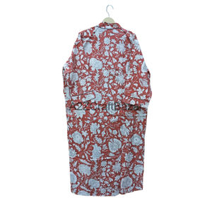 Kimono en coton fait à la main pour femmes Robe de chambre taille élastique imprimé floral japonais unique pour le printemps vêtements de nuit décontractés - Product Image 4