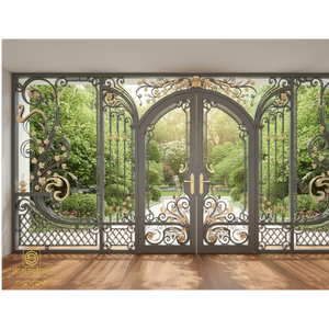 Portes extérieures en fer forgé de luxe KHP, double entrée, haute qualité, antivol, durables, modernes, pour maisons et appartements, fabriquées au Vietnam - Product Image 4