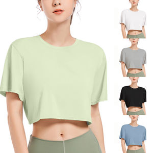 Short Sleeves Custom Logo Contrast Short Sleeve Crop Tops Solid Print Jersey Casual Wear Breathable Soft Comfort New Fashionable - Product Image 3