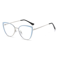 Gafas de moda ojo de gato Marcos de metal Anti luz azul Marco óptico Mujeres Gafas al por mayor