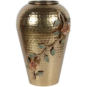 Florero de Metal dorado martillado | Jarrón decorativo de cilindro alto | Exportador mayorista de decoración moderna para el hogar, la boda y la Oficina - Product Image 4