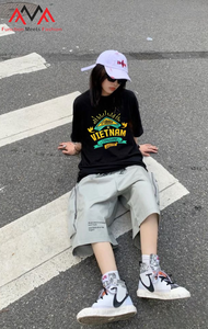 Regular corto 65% algodón + 35% Spandex impreso (estampado gráfico) Frente Casual Streetwear ropa de playa amarillo camiseta de hombre vietnamita - Product Image 6