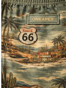 กางเกงชายหาดผู้ชายแบบสั่งทำพิเศษ – กางเกงขาสั้นลำลองพิมพ์ลายวินเทจเอวยางยืดพร้อมเชือกผูก (สีเขียวมะกอก) - Product Image 4