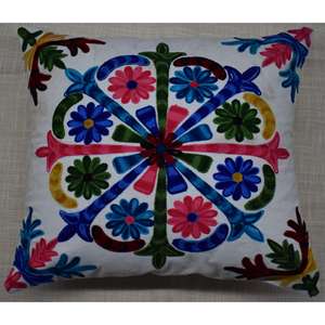 Funda de Cojín Bordada a Mano Colorida, Tejida 100% Algodón, Lavable, Vintage, Fundas de Cojín Decoradas con Algodón para Festivales - Product Image 1